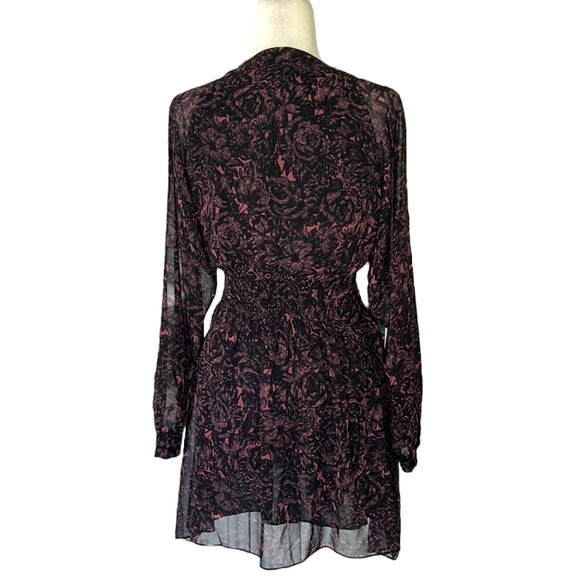 All Saints Nichola Rosey Smocked Draped Mini Dress in Berry Red - S - Picture 10 of 16